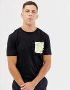 Asos Design Relaxed T-shirt With Sequin Pocket In Black