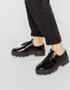 Asos Melanie Leather Lace Up Flat Shoes - Black