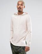 Asos Longline Long Sleeve T-shirt With Hood - Pink