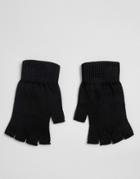 Asos Design Fingerless Gloves In Recycled Polyester - Black