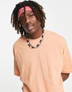 Asos Design Oversized T-shirt With Crew Neck In Washed Orange