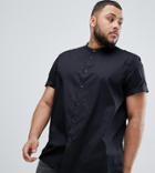 Asos Design Plus Regular Fit Shirt In Black With Grandad Collar - Black