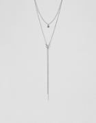 Asos Design Disc And Bolo Chain Multirow Necklace - Silver