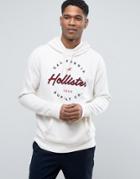 Hollister Logo Print Hoodie Regular Fit In White - White