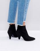 New Look Suedette Cone Heeled Ankle Boot - Black