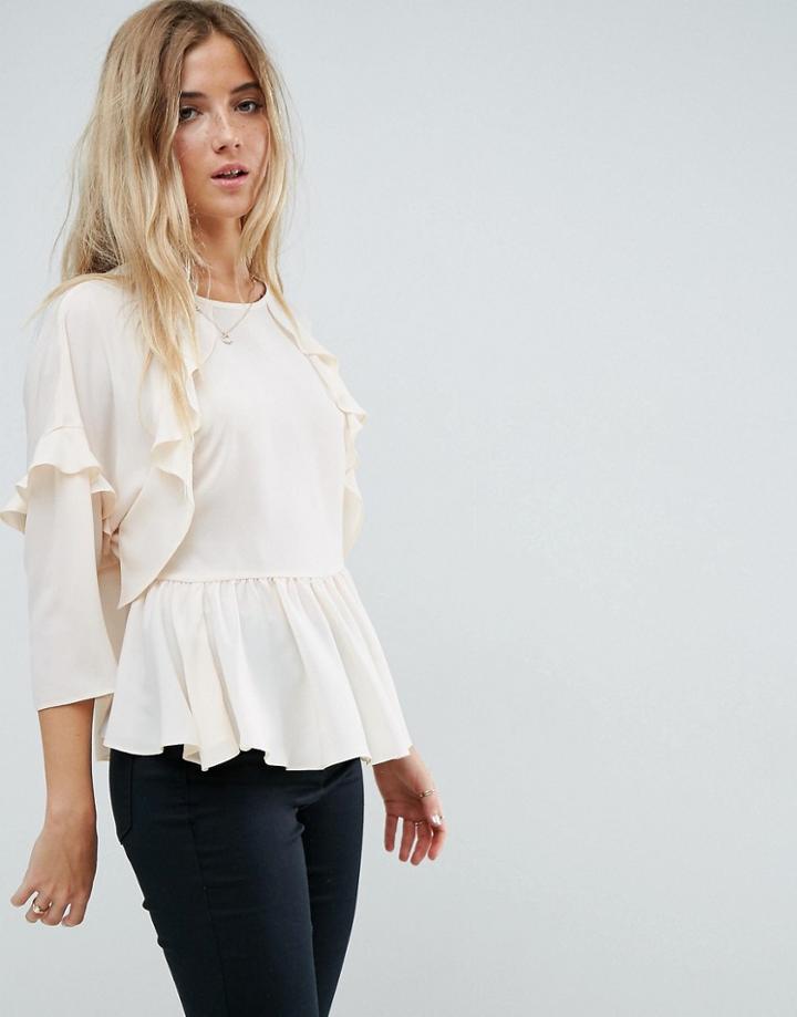 Asos Ruffle Smock Top - Cream