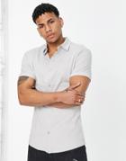 River Island Short Sleeve Jersey Muscle Shirt In Gray-grey