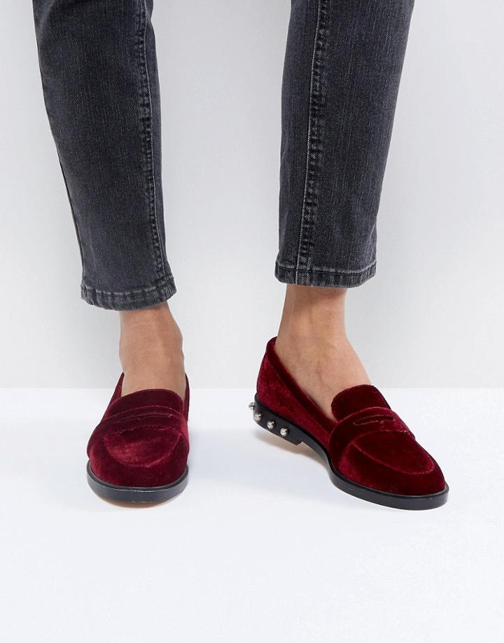 Stradivarius Pearl Detail Loafer - Red