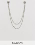 Designb London Stud Collar Tips & Chain In Silver Exclusive To Asos - Silver