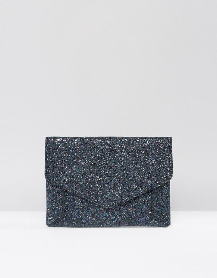 Asos Glitter Envelope Clutch Bag - Multi