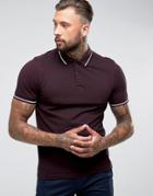 Fred Perry Slim Fit Tipped Oxford Weave Polo In Burgundy - Red