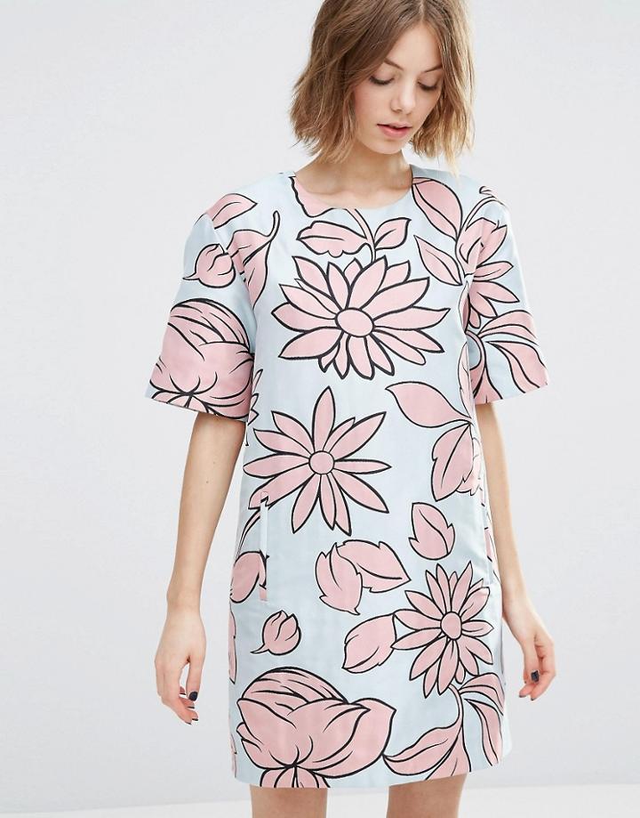 Paul And Joe Sister Dress In Floral Jacquard - Blue