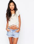 Surf Gypsy Tassel Beach Crop Top - Beige