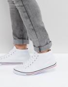 Asos Mid Top Sneakers In White Canvas - White