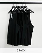 River Island 5 Muscle Fit Tank In Black