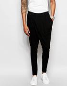 Unplugged Museum Wrap Front Skinny Joggers With Drop Crotch - Black
