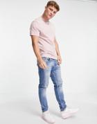 Asos Design Organic T-shirt With Crew Neck In Washed Pink