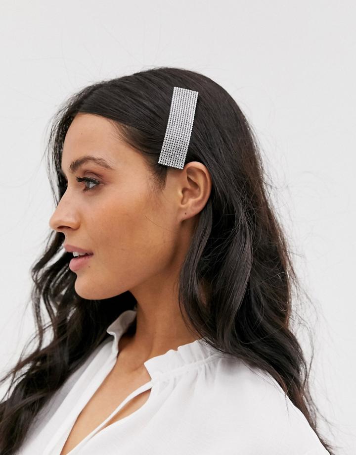 Pieces Rhinestone Square Hair Clip - Silver