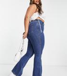 Dr Denim Plus Moxy Sky High Flare Jeans In Dark Wash-blue