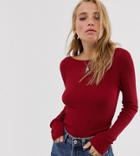 Urban Bliss Fitted Wrap Back Sweater-red