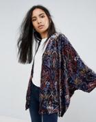 Pepe Jeans Cameron Burnout Print Kimono Jacket - Red