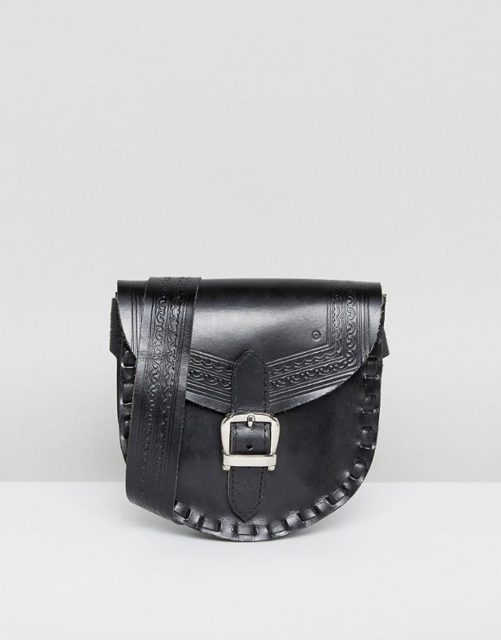 Park Lane Leather Waist Bag With Adjustable Strap - Black