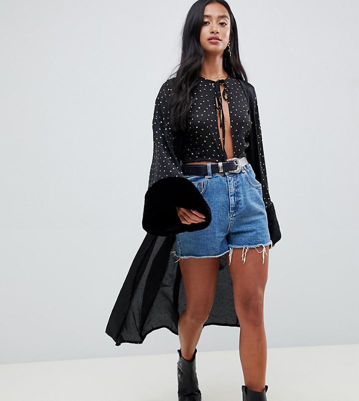 Sisters Of The Tribe Kimono With Faux Fur Cuffs - Black