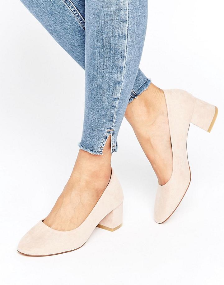 Pull & Bear Block Heel Ballet Pump - Silver