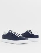Tommy Hilfiger Essential Leather Icon Logo Sneaker In Navy