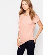 Vila T-shirt With Side Draping - Pink Sand
