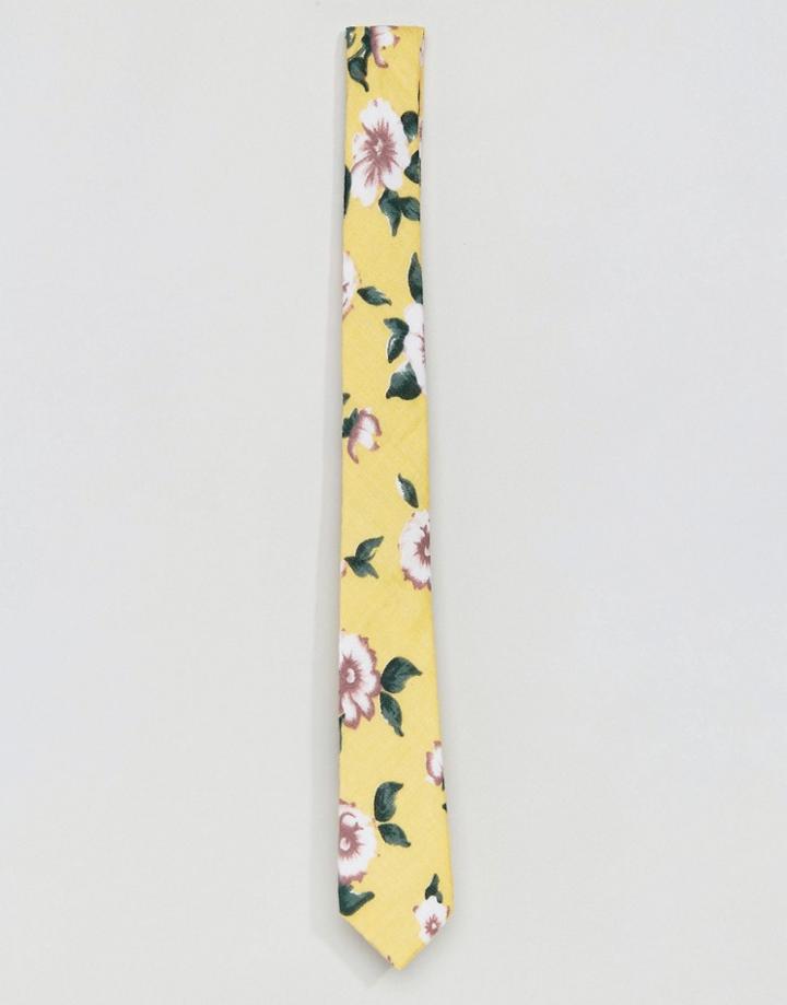 Asos Yellow Tie In Floral Design - Yellow