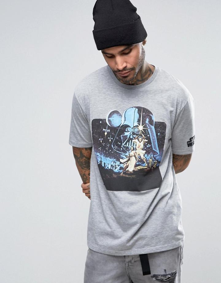 Asos Star Wars T-shirt With Vintage Art And Sleeve Print - Gray