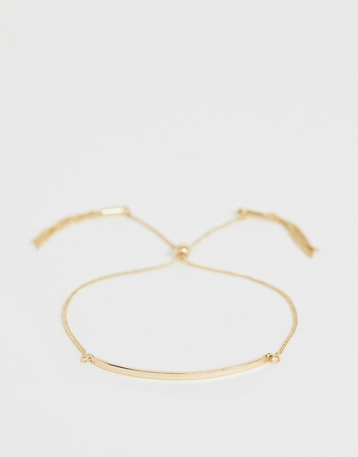 Asos Design Bracelet With Toggle Chain And Metal Bar In Gold Tone - Gold
