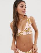 Billabong Sol Dawn Plunge Bikini Top In Floral - Multi