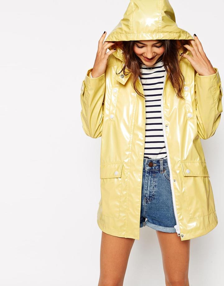 Asos High Shine Rain Trench - Mint