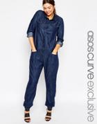 Asos Curve Denim Jumpsuit - Blue