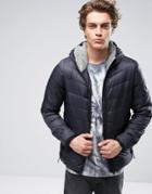 Globe Padded Jacket With Hood - Black