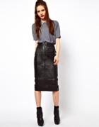 Asos Biker Skirt In Leather - Black