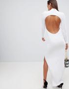 Asos Design Open Back Maxi Dress - White