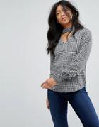 Jdy Gingham High Neck Top - Multi