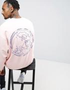 Asos Oversized Sweatshirt With Globe Print - Pink