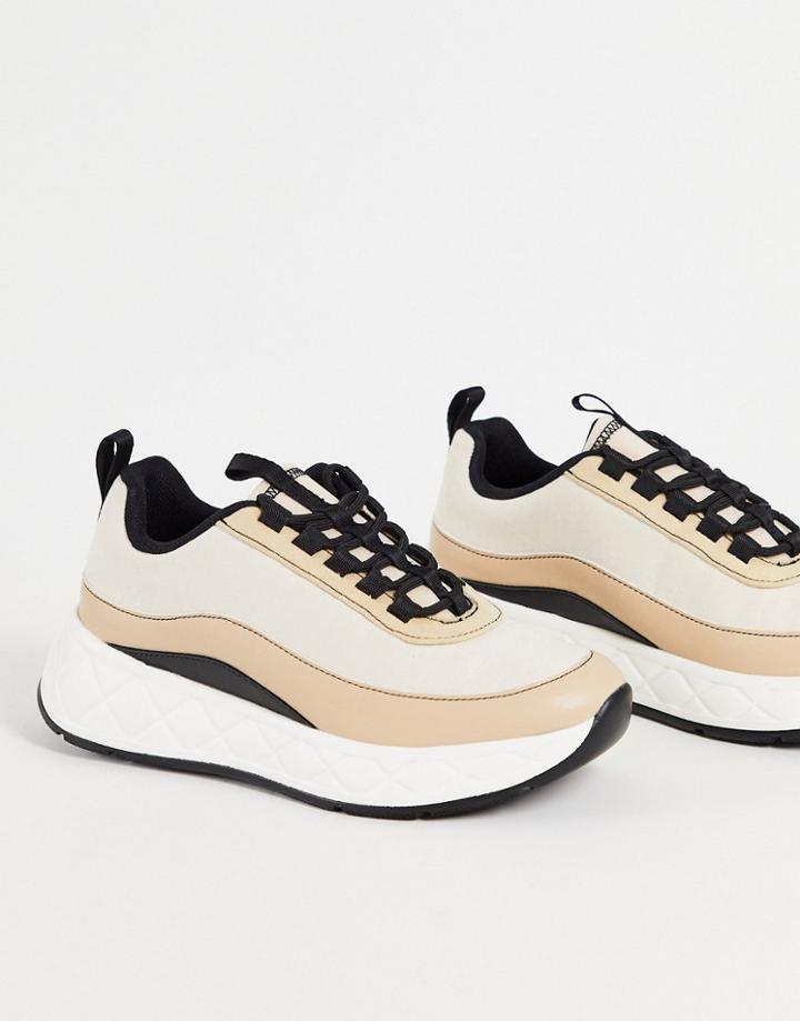 Asos Design Dissolve Quilted Sole Sneakers In Beige-neutral