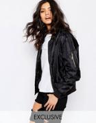 Liquor N Poker Padded Bomber Jacket - Black