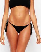 Stone Cold Fox For Beach Riot Textured Tie Side Bikini Bottom - Black