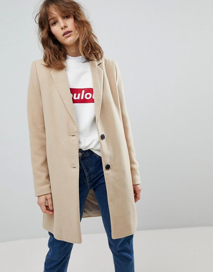 Stradivarius Camel Tailored Coat - Tan