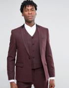 Asos Slim Suit Jacket In Burgundy - Red