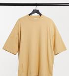 Collusion Super Oversized T-shirt With Logo In Camel-brown