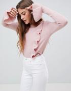 Mbym Ruffle Sweater With Fluted Sleeve - Blue