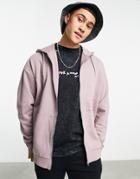 Asos Design Oversized Hoodie With Zip In Washed Purple