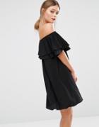 New Look Bardot Frill Mini Dress - Black